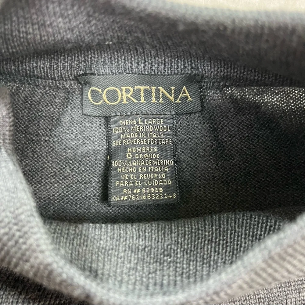 Cortina Men’s 100% Merino Wool Grey Sweater Size Large